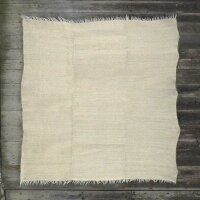 Grande couverture en laine de mouton tissée à la main, blanc laineux 210 x 220 cm