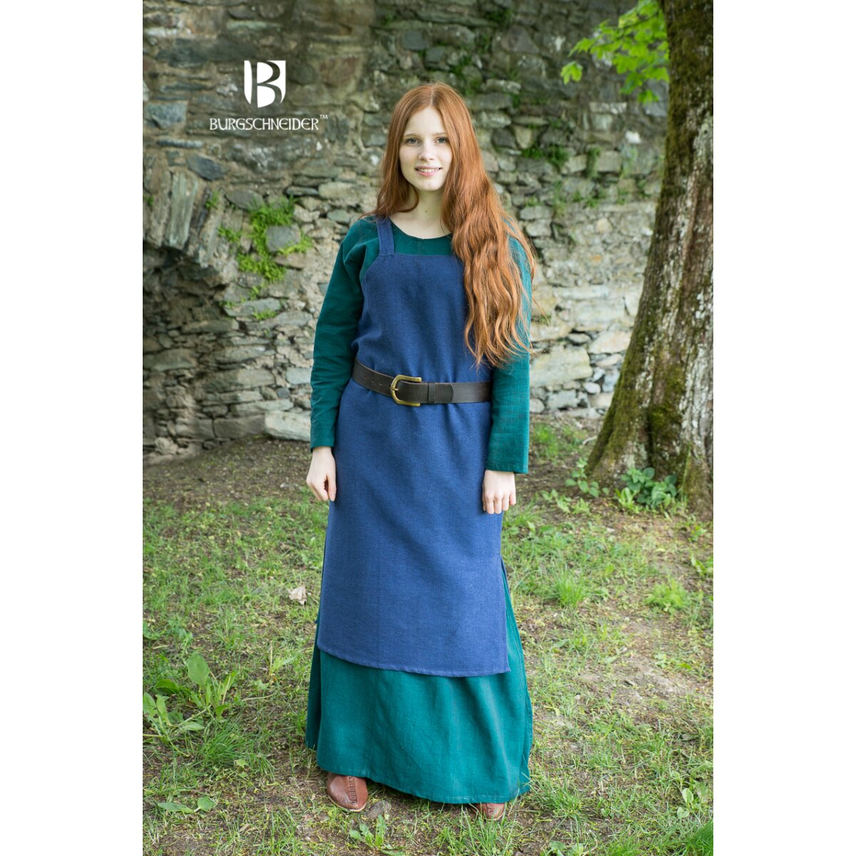 Wikinger Kleid Typ Trägerkleid Frida Baumwolle Blau