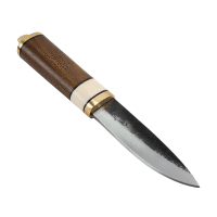 Couteau viking Gotland avec étui en cuir recouvert de laiton Couteau à manger et utilitaire
