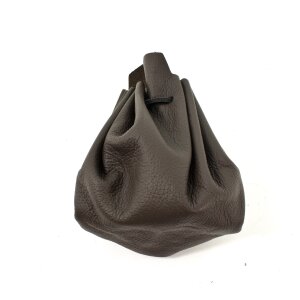 Big leather pouch dark brown Ø 30cm