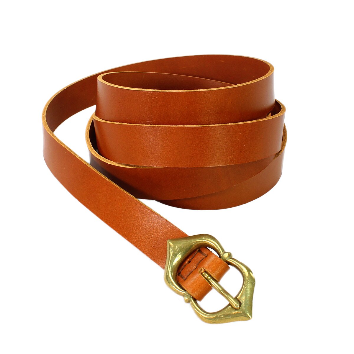 Brown medieval leather belt 30mm with brass buckle