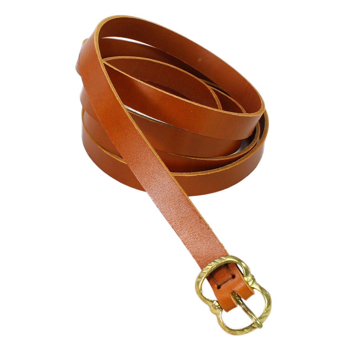 Medieval leather belt 20mm with brass buckle brown