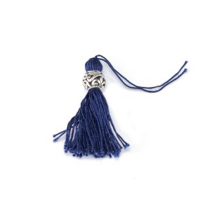 Houppette bleu foncé avec perle décorative...