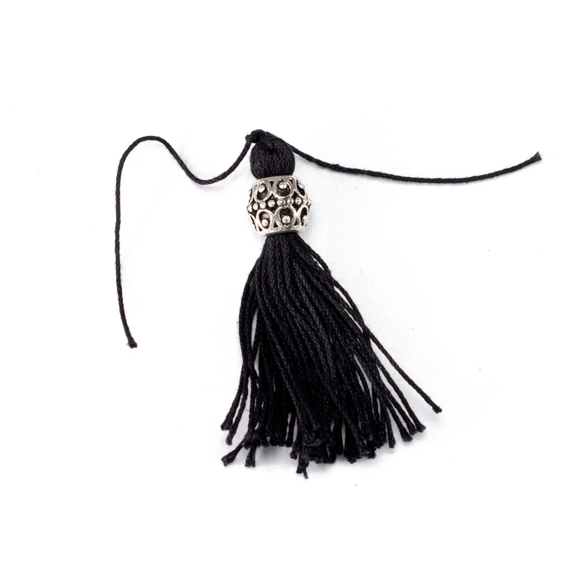 tassel black with decorative silver colored pearl