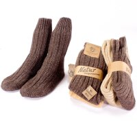 2 paires de chaussettes en laine épaisses ou chaussettes tricotées teintées écologiquement tons bruns