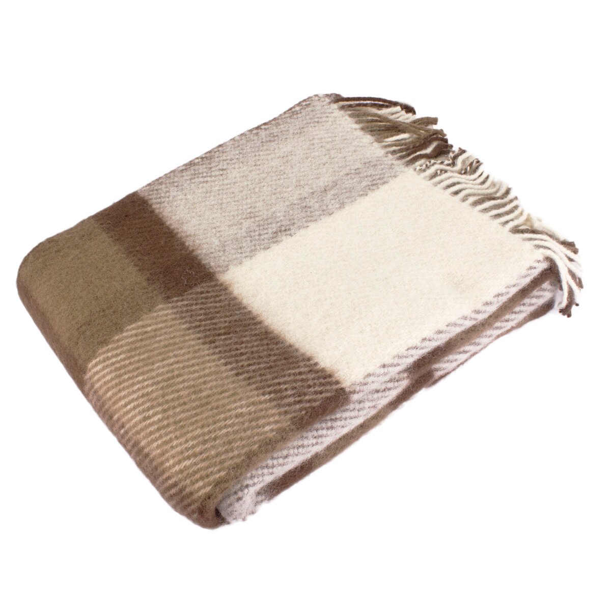 Sheepwool blanket brown chequered 130x200cm