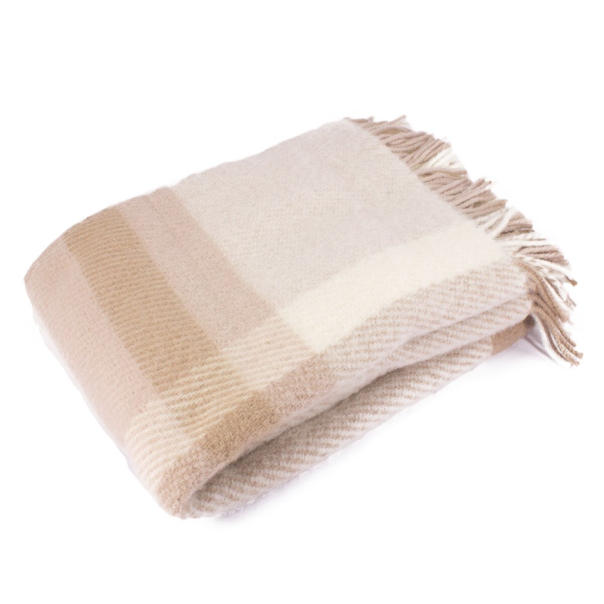 Coperta in lana merino o lana di pecora beige a...