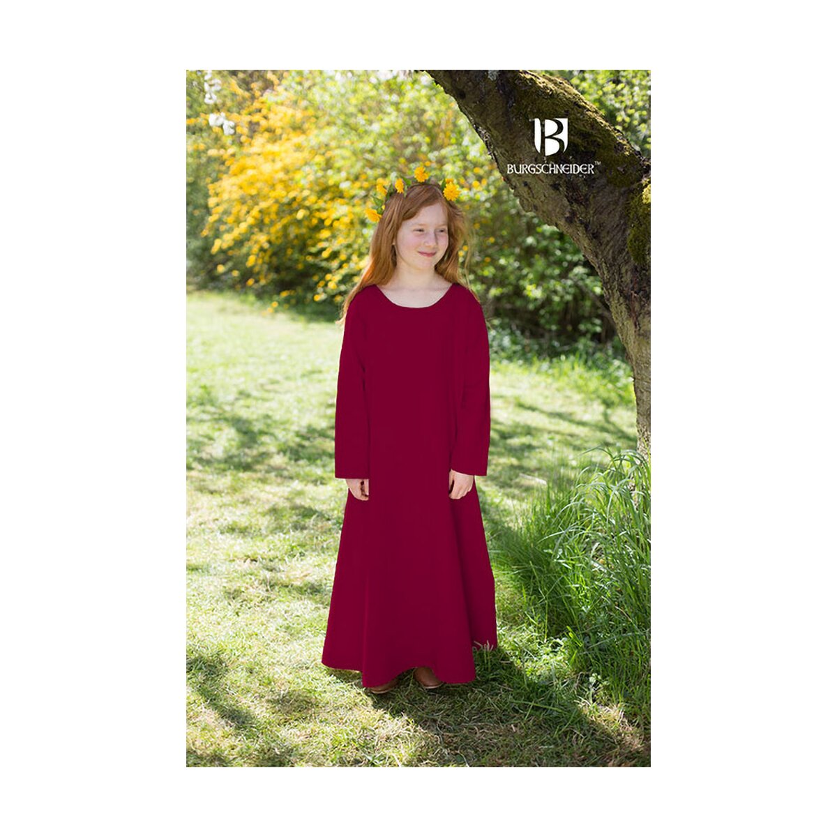 Children Medieval Dress Underdress Ylvi bordeaux red