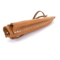 Etui double cuir pour couteau et goupillon 15cm brun clair