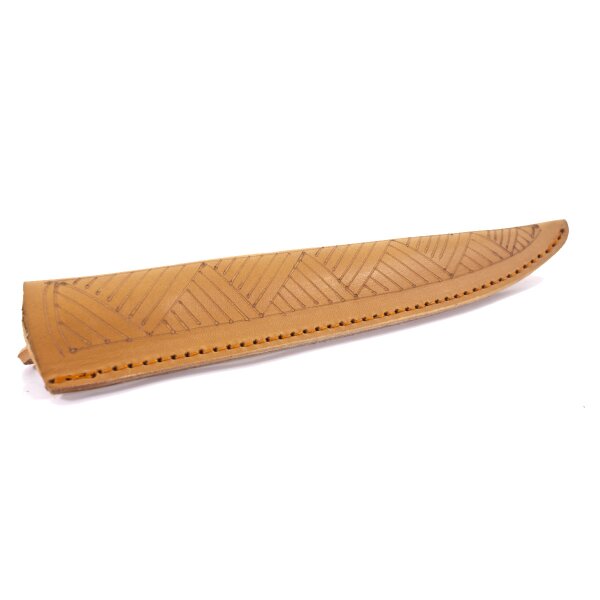 Etui en cuir pour couteau 23cm brun clair décoré