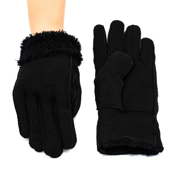 Gants en véritable peau dagneau Noir