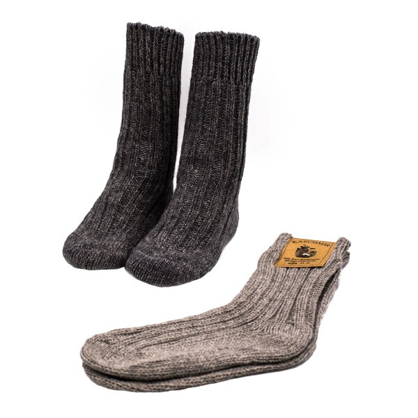 2 paires de chaussettes en laine épaisses ou chaussettes tricotées teintées écologiquement nuances de gris
