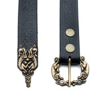 Ceinture viking en cuir avec gaufrage de nœuds en noir L 180cm W 3cm