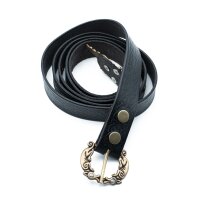 Ceinture viking en cuir avec gaufrage de nœuds en noir L 180cm W 3cm