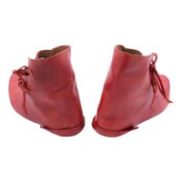 Chaussures médiévales réversibles à lacets en cuir de vache rouge