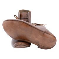 Chaussures médiévales réversibles à lacets en cuir de vache tanné à laide de plantes, brun