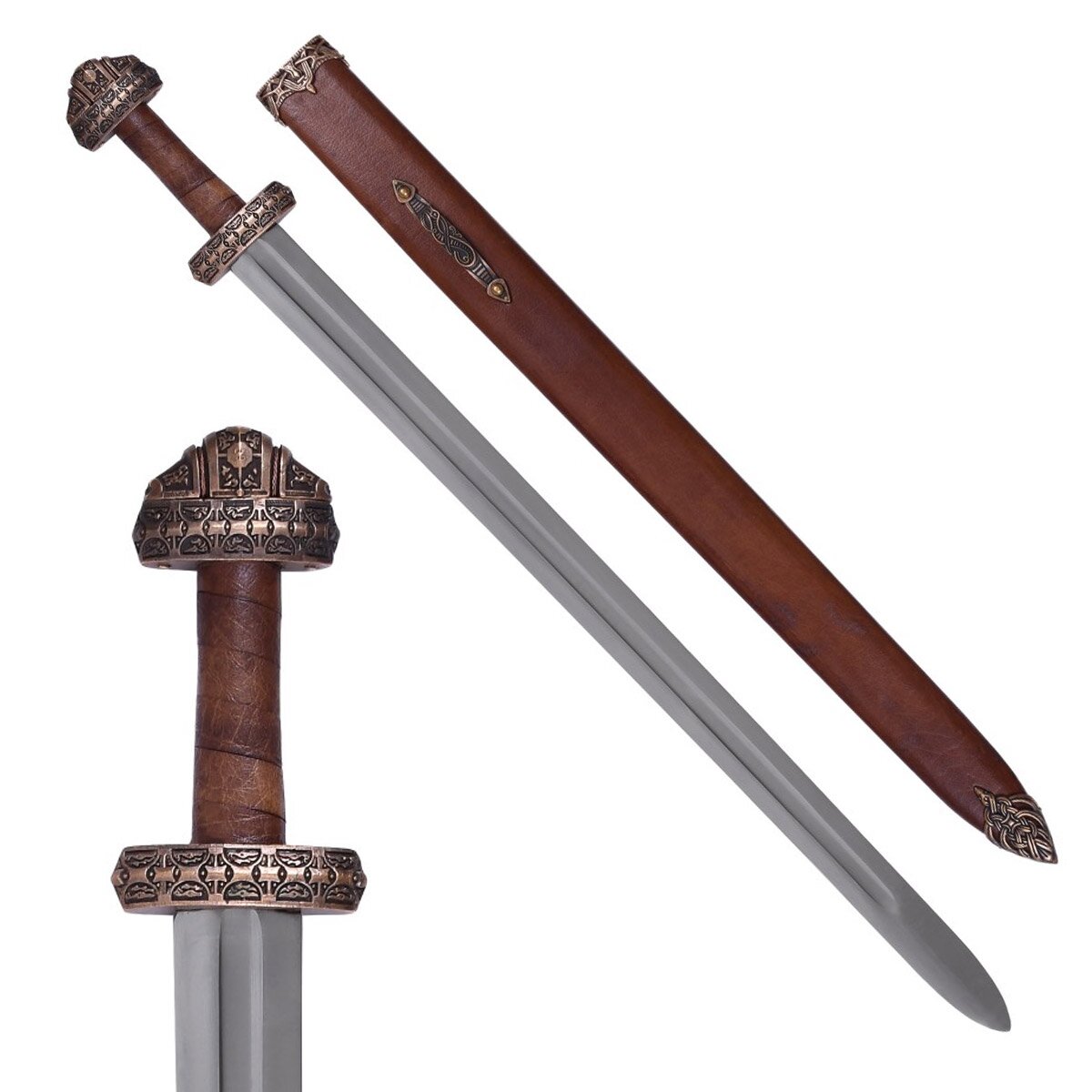 Viking sword type Insel Eigg with leather handle 9th...