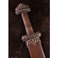 Épée viking type île Eigg avec poignée en cuir 9e siècle déco, fourreau inclus