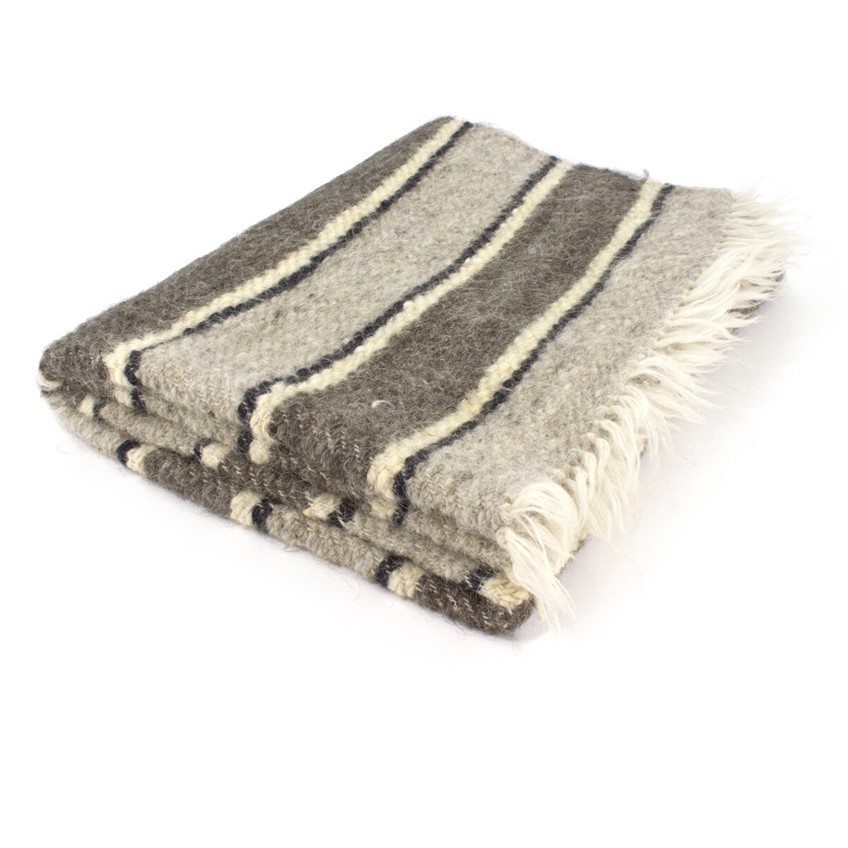 Handwoven blanket light stripes 140 x 220 cm