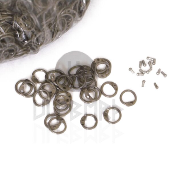1kg anneaux de chaîne ronds en vrac à riveter, têtes de rivets rondes incluses, Ø 8mm, largeur 1,5mm, acier