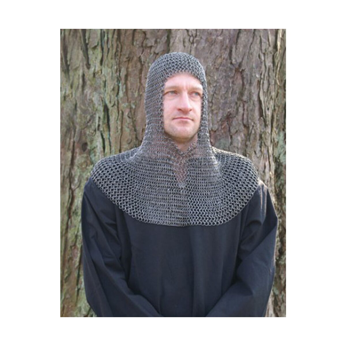 Chainmail coif, flat ring with wedge rivets, Ø...