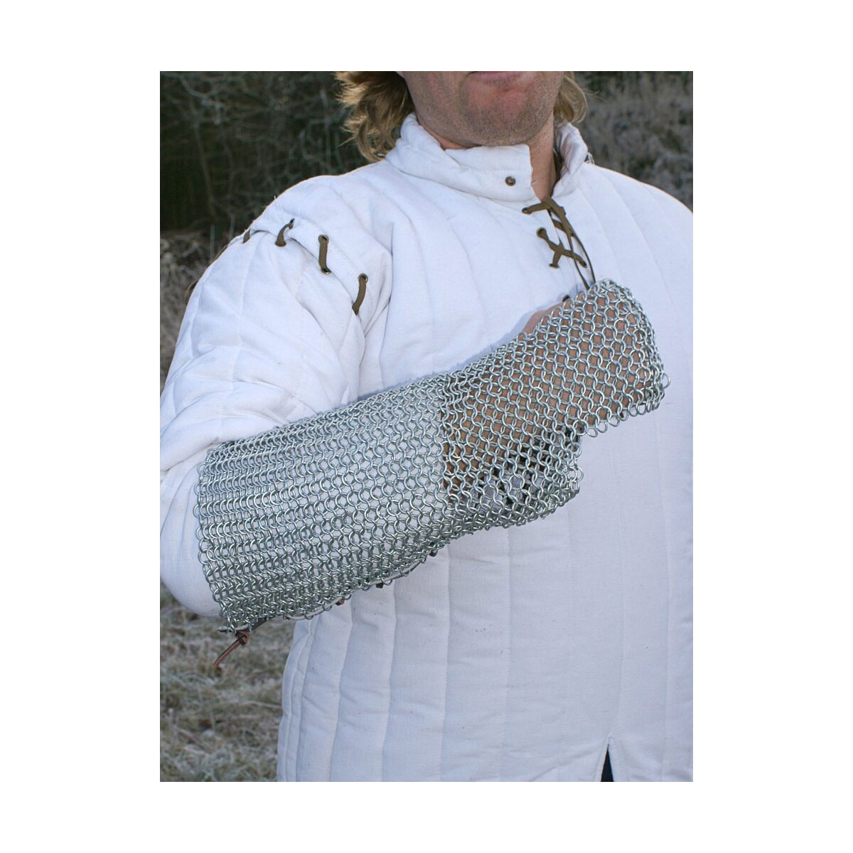 Chain mail arm protection with leather lacing, galvanized...