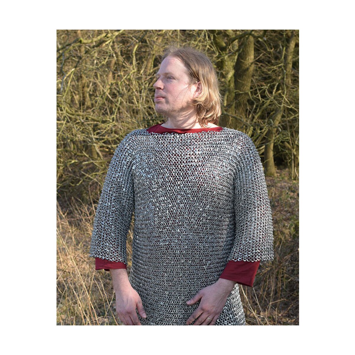 Chainmail shirt Haubergeon, round rings with round...