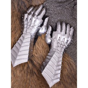 1 paire de gants à plaque en acier de 1,3 mm, rivetés et cousus