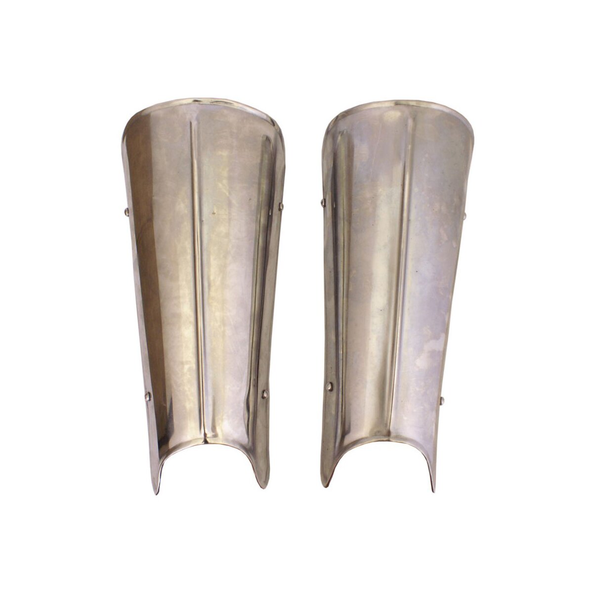 1 Pair Steel greaves with mid rib, 1,2 mm steel