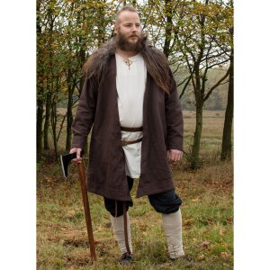 jupe à rabat Bjorn, manteau viking en coton, marron