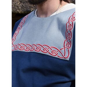 Tunique viking Halvar avec broderie en coton, bleu