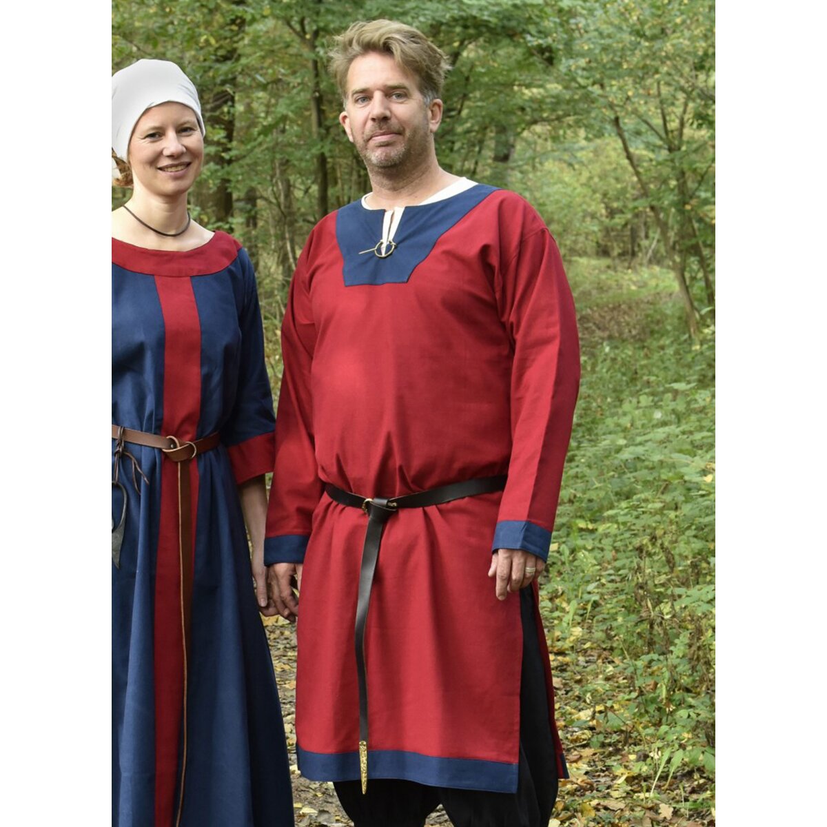 Medieval Tunic Vallentin, made of cotton, red/blue