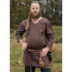 Tunique viking en coton, marron foncé