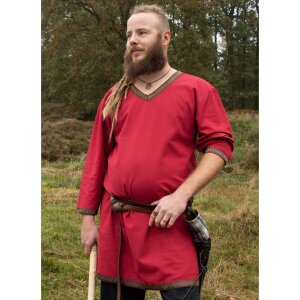 Tunique viking en coton, rouge fonc&eacute;