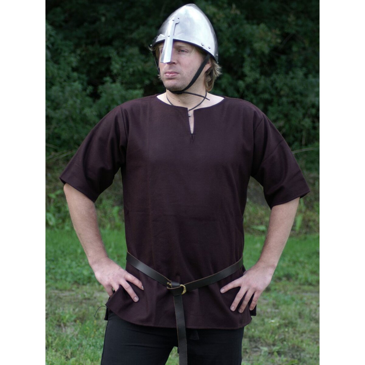 Tunique viking en laine, marron foncé