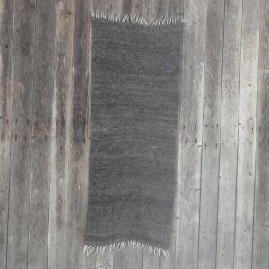 petite couverture en laine tissée à la main / tapis de passage gris 70 x 150 cm