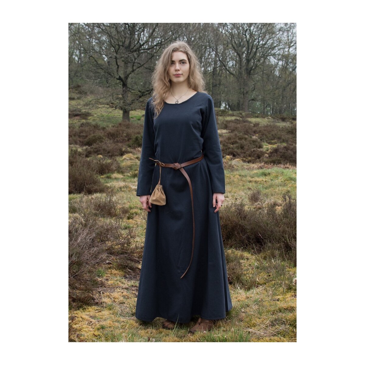 high medieval dress Afra from canvas dark blue