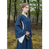 Robe de fenêtre de lenfer médiévale tardive ou bliaut Amal bleu/naturel