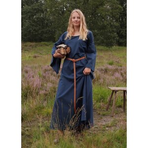 Mittelalter-Kleid Blau mit Trompetenärmeln, Burglinde