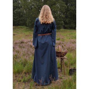 Robe médiévale bleue avec manches en trompette, Burglinde