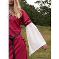 Robe haut-médiévale Alvina avec manches en trompette rouge/naturelle