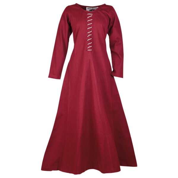 Cotehardie robe médiévale tardive Ava à manches longues rouge vin