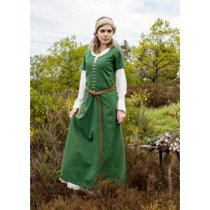 Kurzärmelige Cotehardie Mittelalter Kleid Ava grün