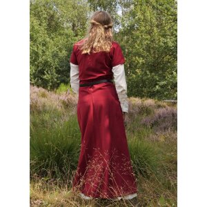 Robe médiévale à manches courtes Cotehardie Ava rouge vin