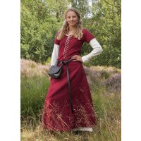 Robe médiévale à manches courtes Cotehardie Ava rouge vin