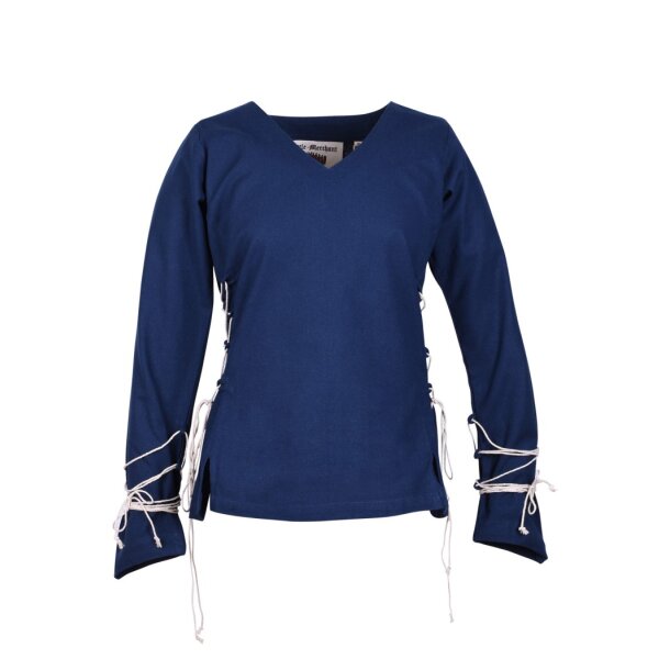 Blouse médiévale de marché Aila lacée bleu