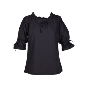 Blouse médiévale Birga, manches 3/4, noir