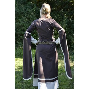 Robe médiévale fantastique Dorothee brune / blanche naturelle